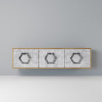 HEXAGONAL FIGURES 3-Door TV Stand in Oak Effect