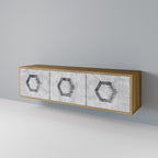 HEXAGONAL FIGURES 3-Door TV Stand in Oak Effect