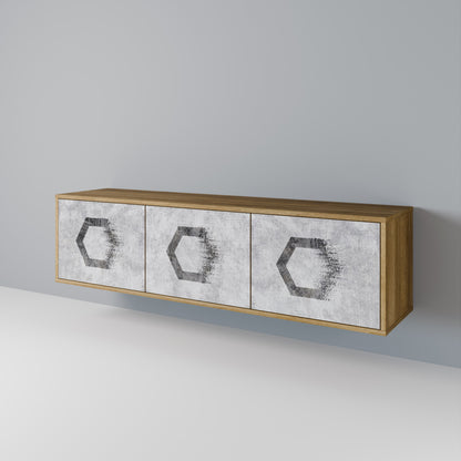HEXAGONAL FIGURES 3-Door TV Stand in Oak Effect