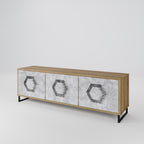 HEXAGONAL FIGURES 3-Door TV Stand in Oak Effect