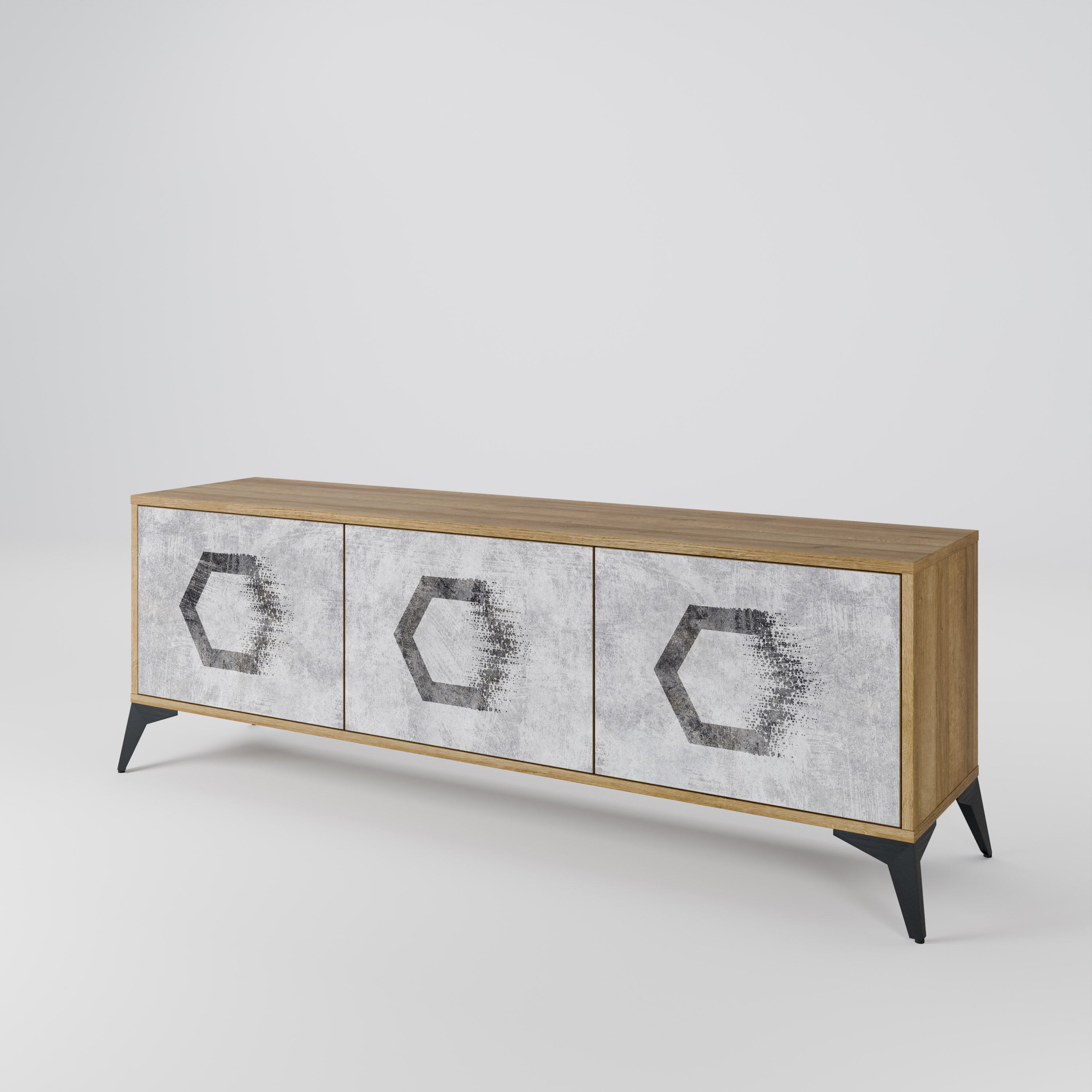 HEXAGONAL FIGURES TV-bänk med 3 dörrar