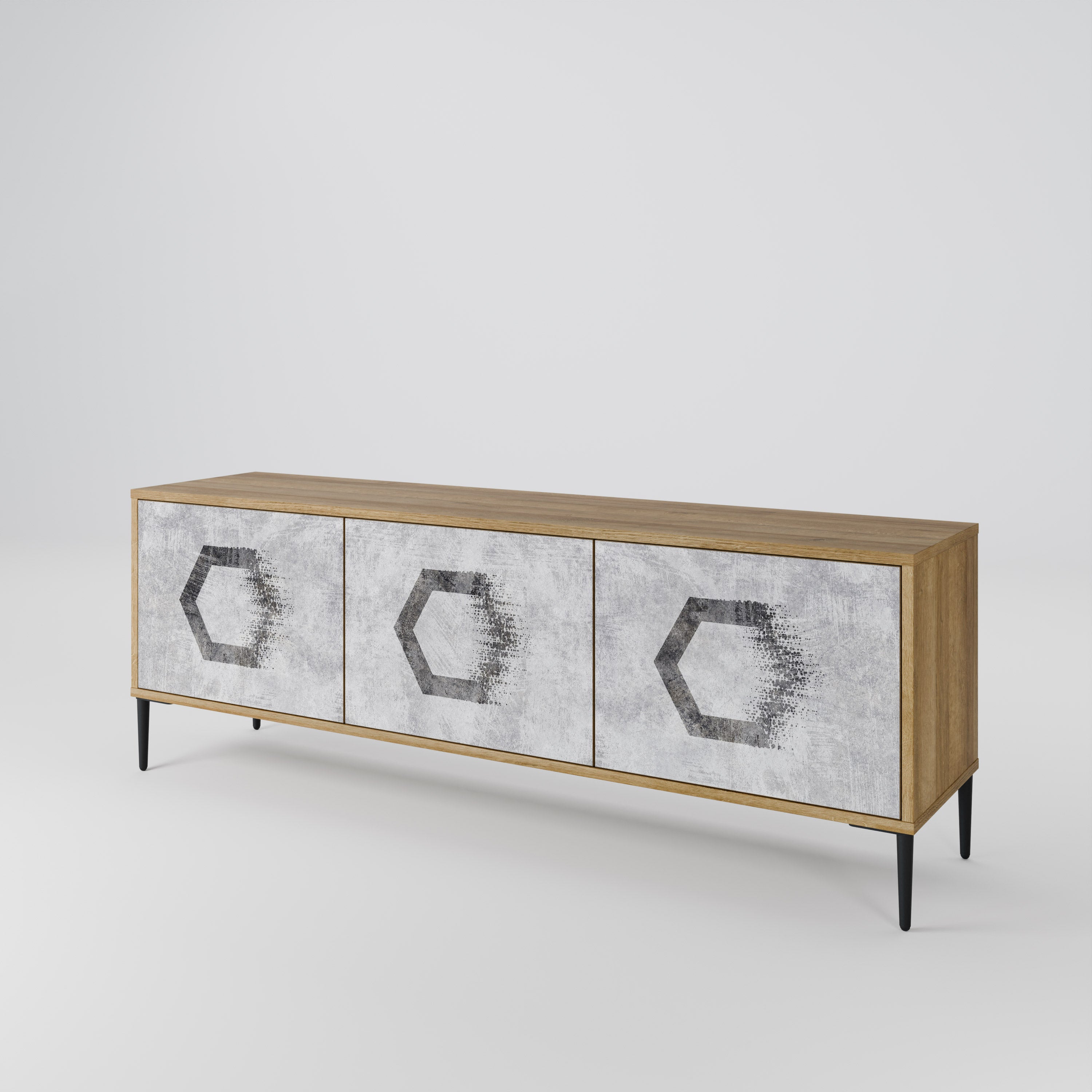 HEXAGONAL FIGURES TV-bänk med 3 dörrar