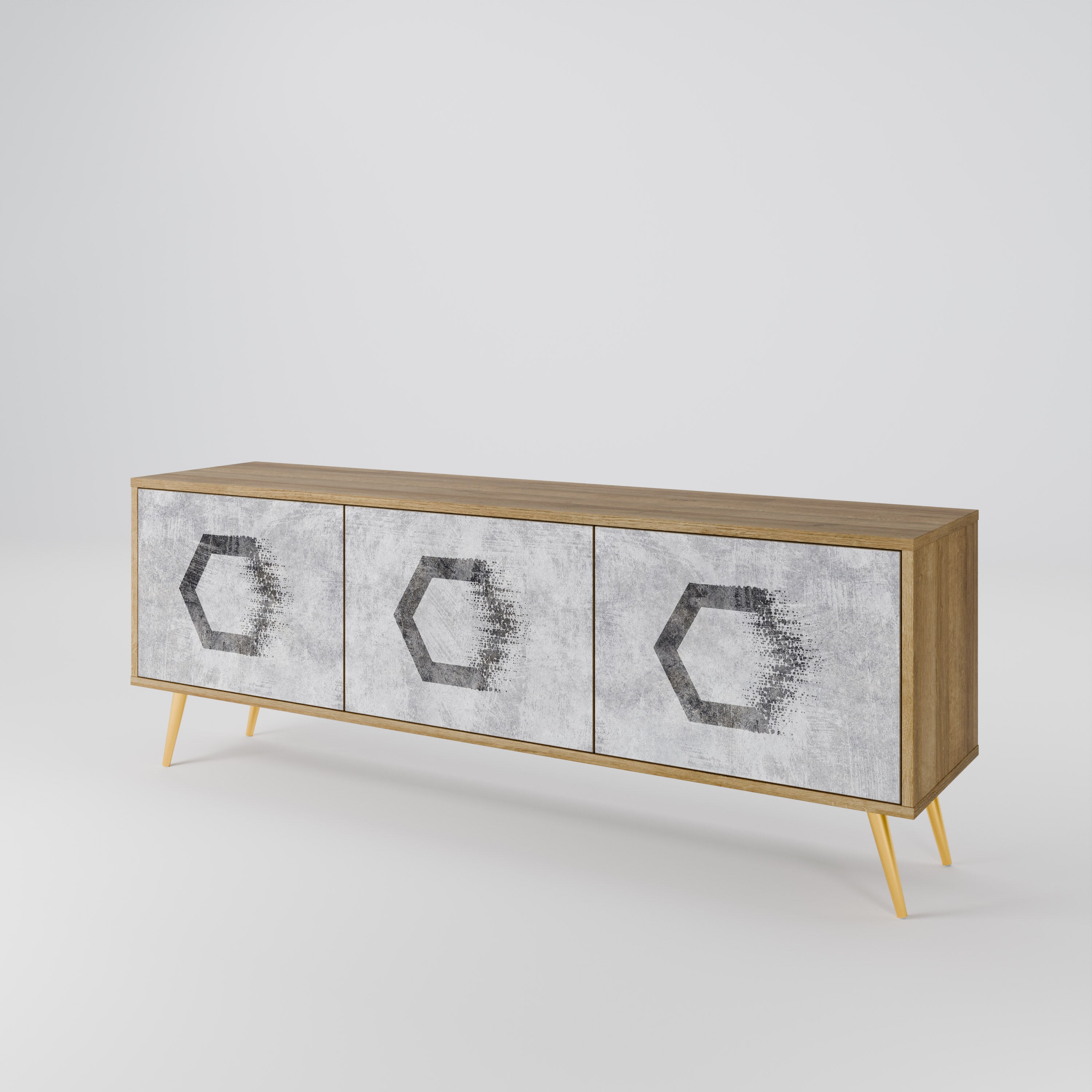 HEXAGONAL FIGURES TV-bänk med 3 dörrar
