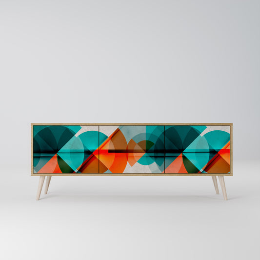 CIRCULAR RHAPSODY 3-Door TV Stand in Oak Effect