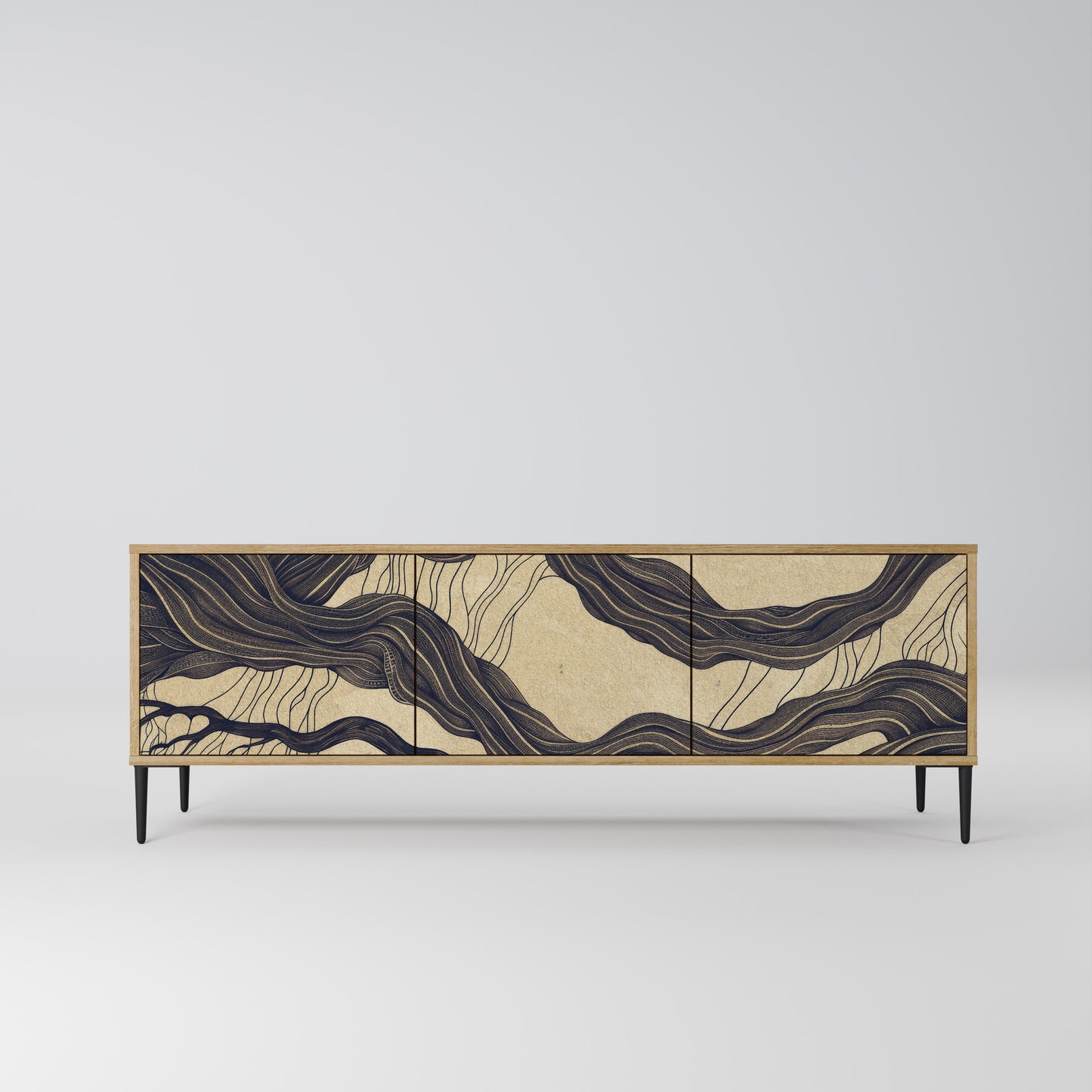 UNIFIED FRAGMENTS 3-Door TV Stand in Oak Effect