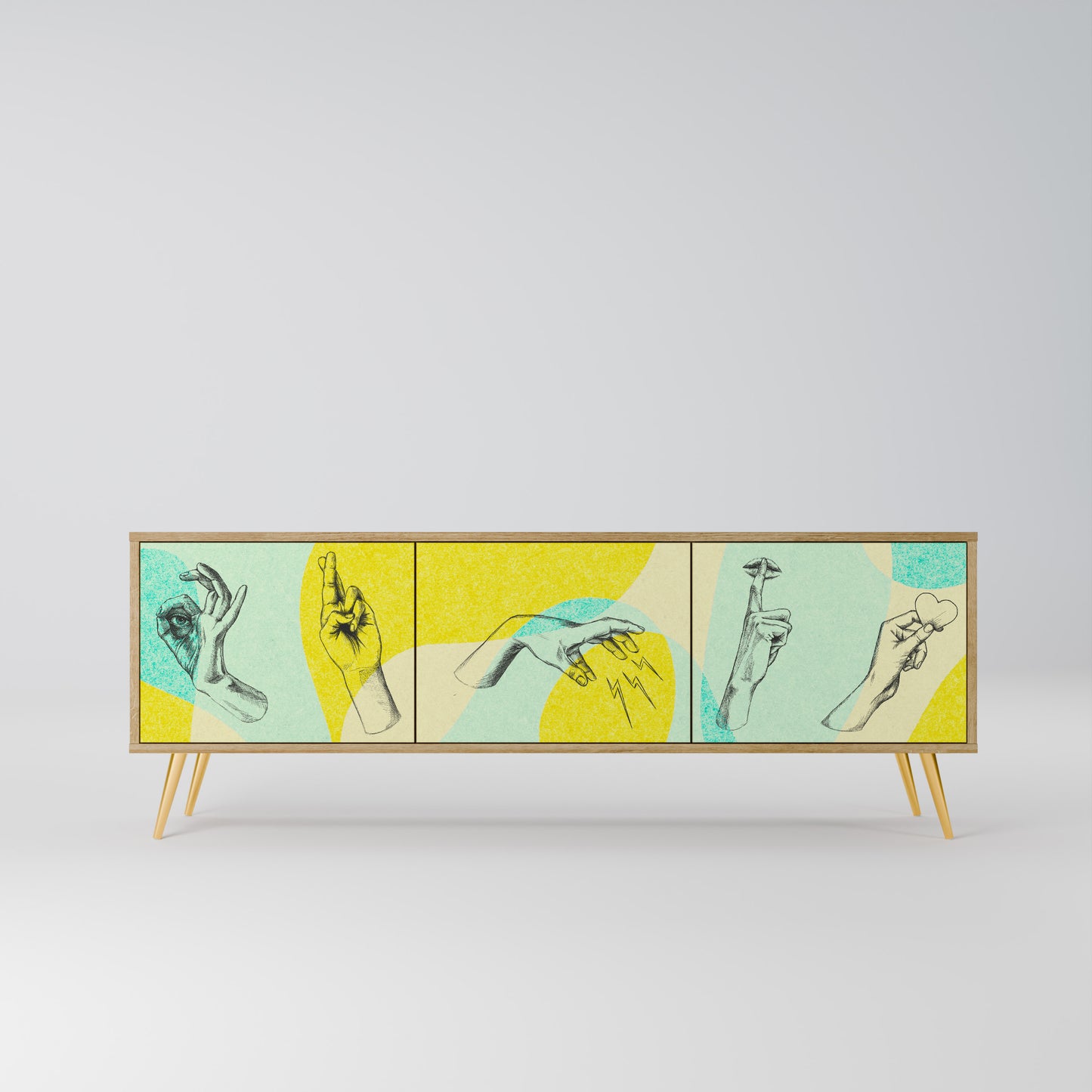 BODY LANGUAGE 3-Door TV Stand in Oak Effect
