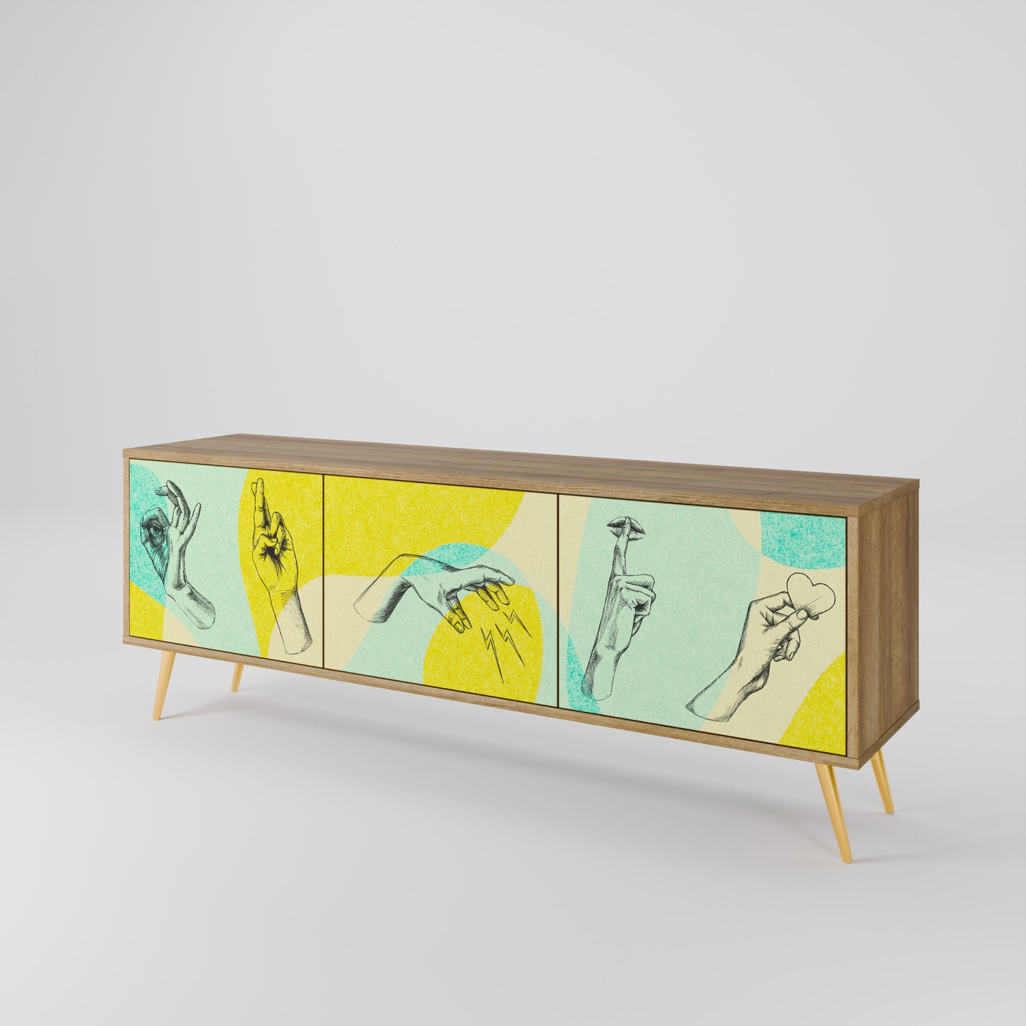 BODY LANGUAGE 3-Door TV Stand in Oak Effect