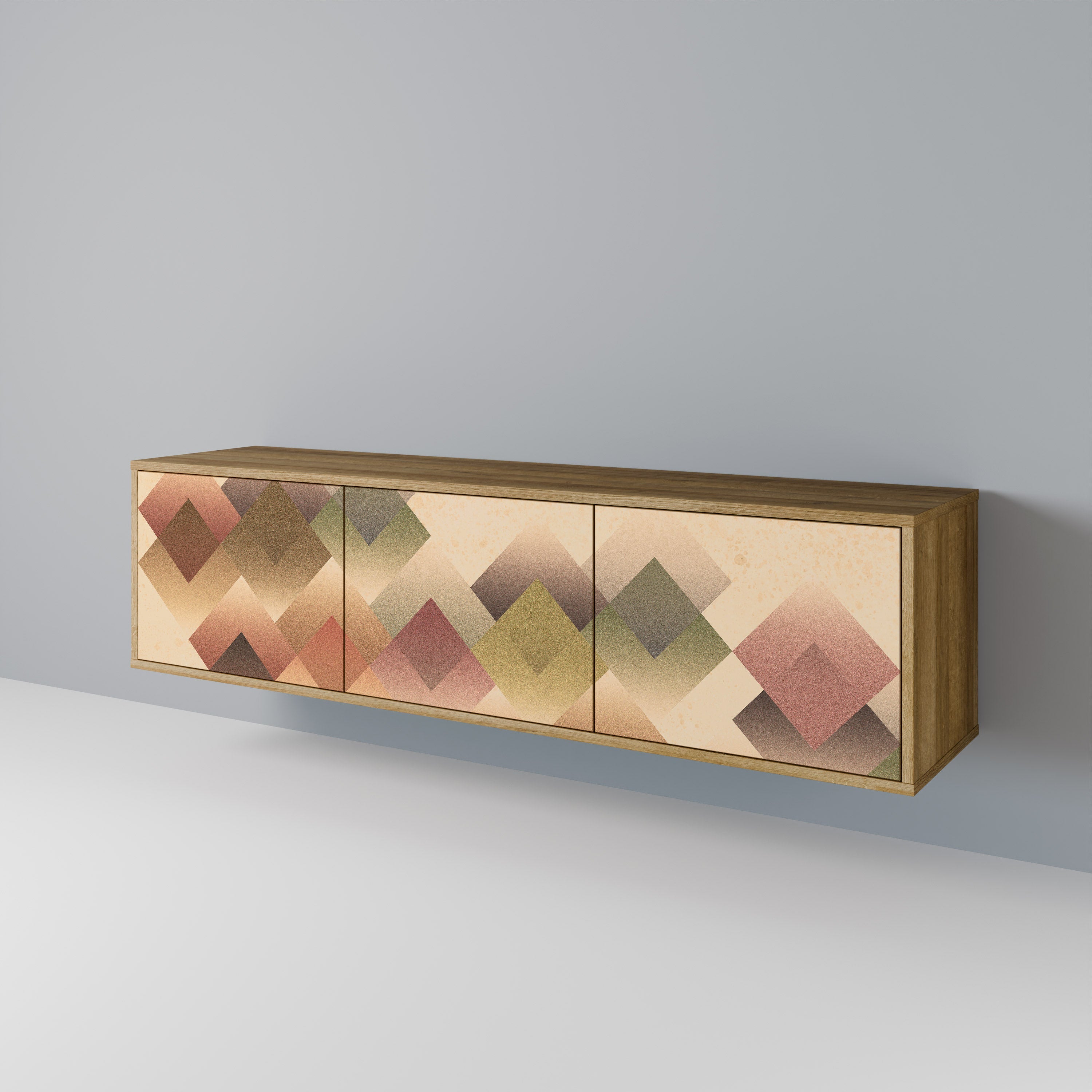 GEOMETRIC FUSION 3-dörrars TV-bänk i ekeffekt