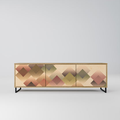 GEOMETRIC FUSION 3-Door TV Stand in Oak Effect
