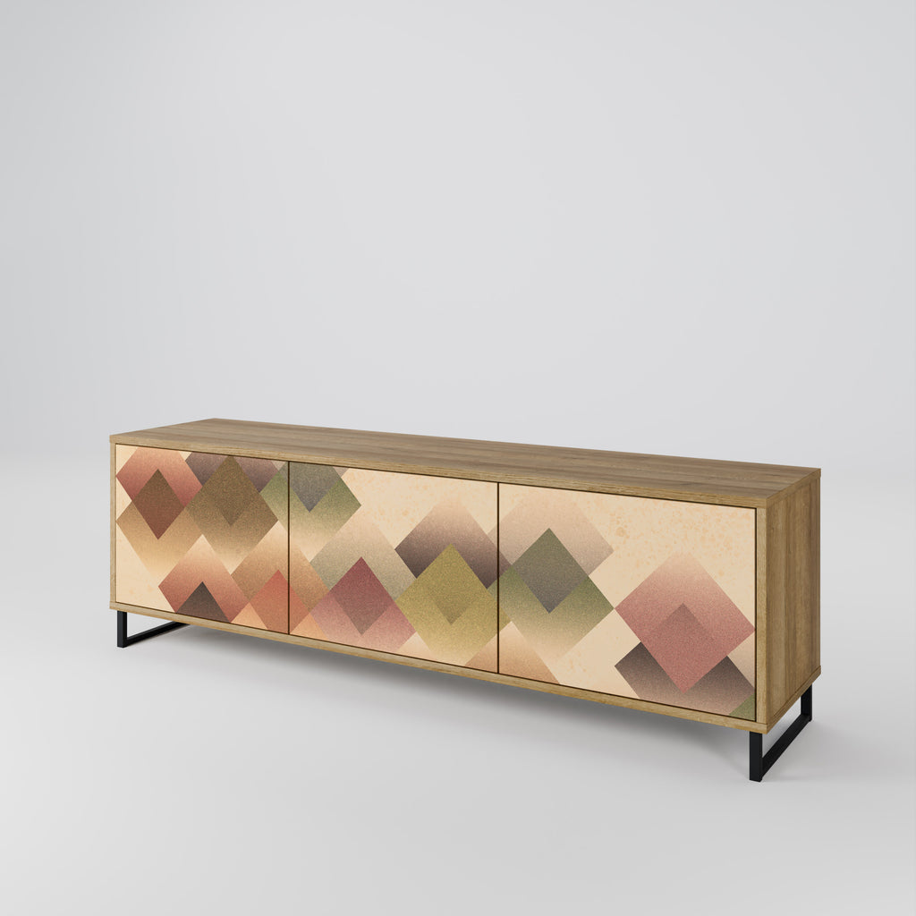 GEOMETRIC FUSION 3-dörrars TV-bänk i ekeffekt
