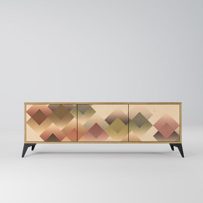 GEOMETRIC FUSION 3-Door TV Stand in Oak Effect