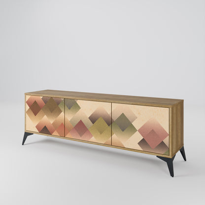 GEOMETRIC FUSION 3-Door TV Stand in Oak Effect