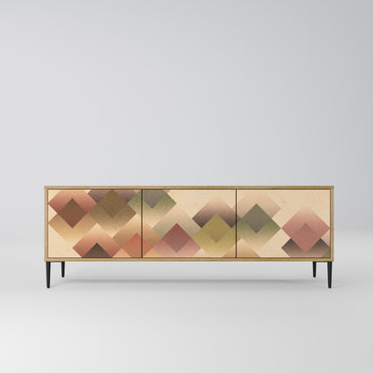 GEOMETRIC FUSION 3-Door TV Stand in Oak Effect