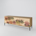 GEOMETRIC FUSION 3-Door TV Stand in Oak Effect