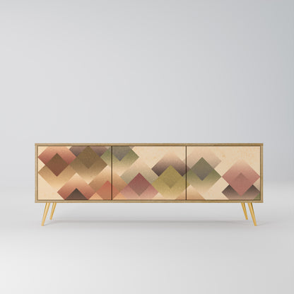 GEOMETRIC FUSION 3-Door TV Stand in Oak Effect
