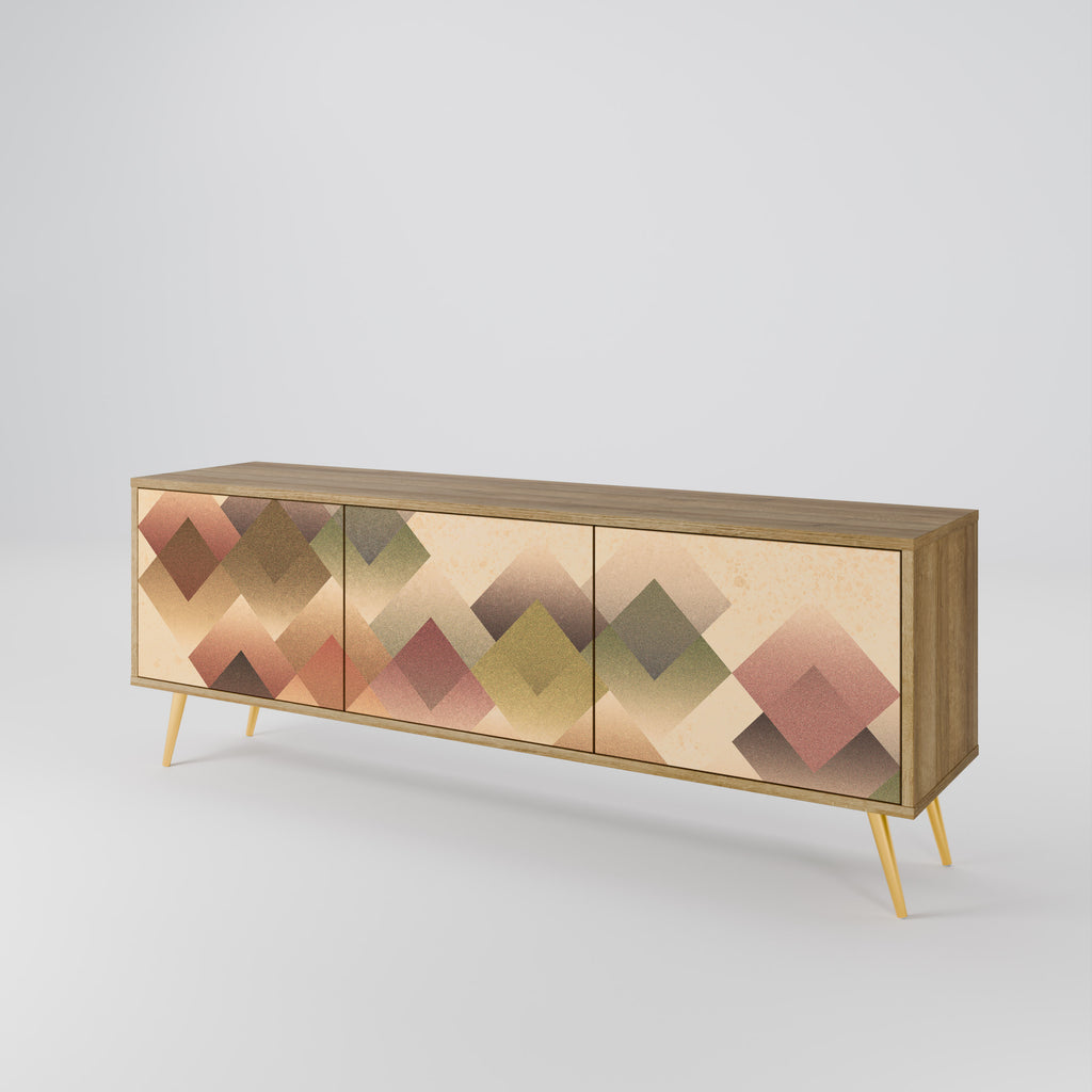 GEOMETRIC FUSION 3-dörrars TV-bänk i ekeffekt