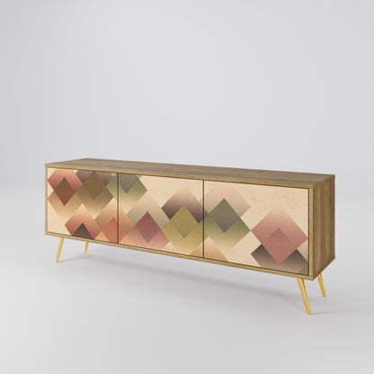 GEOMETRIC FUSION 3-Door TV Stand in Oak Effect