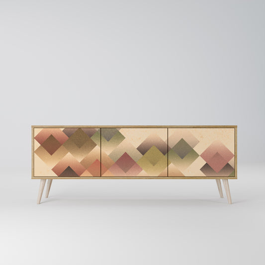 GEOMETRIC FUSION 3-Door TV Stand in Oak Effect