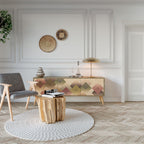 GEOMETRIC FUSION 3-Door TV Stand in Oak Effect