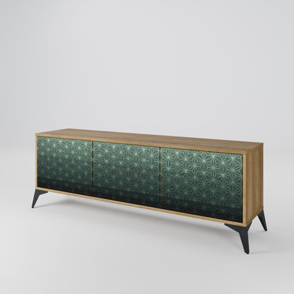 ORNAMENTAL GLIMMER 3-Door TV Stand in Oak Effect