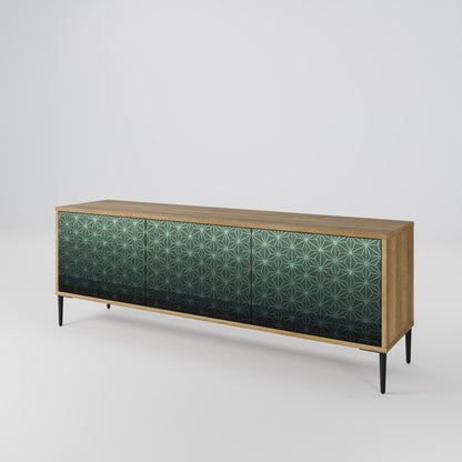 ORNAMENTAL GLIMMER 3-Door TV Stand in Oak Effect