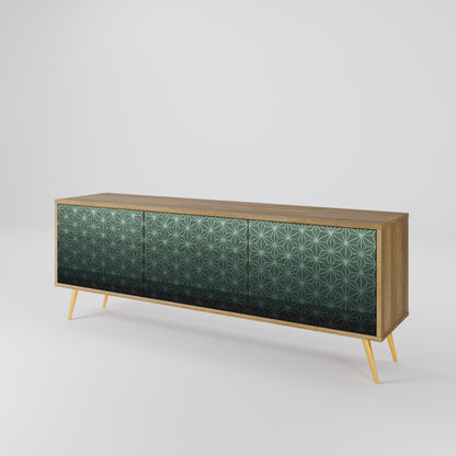 ORNAMENTAL GLIMMER 3-Door TV Stand in Oak Effect