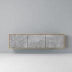 CONCRETE ZIG ZAG 3-Door TV Stand in Oak Effect