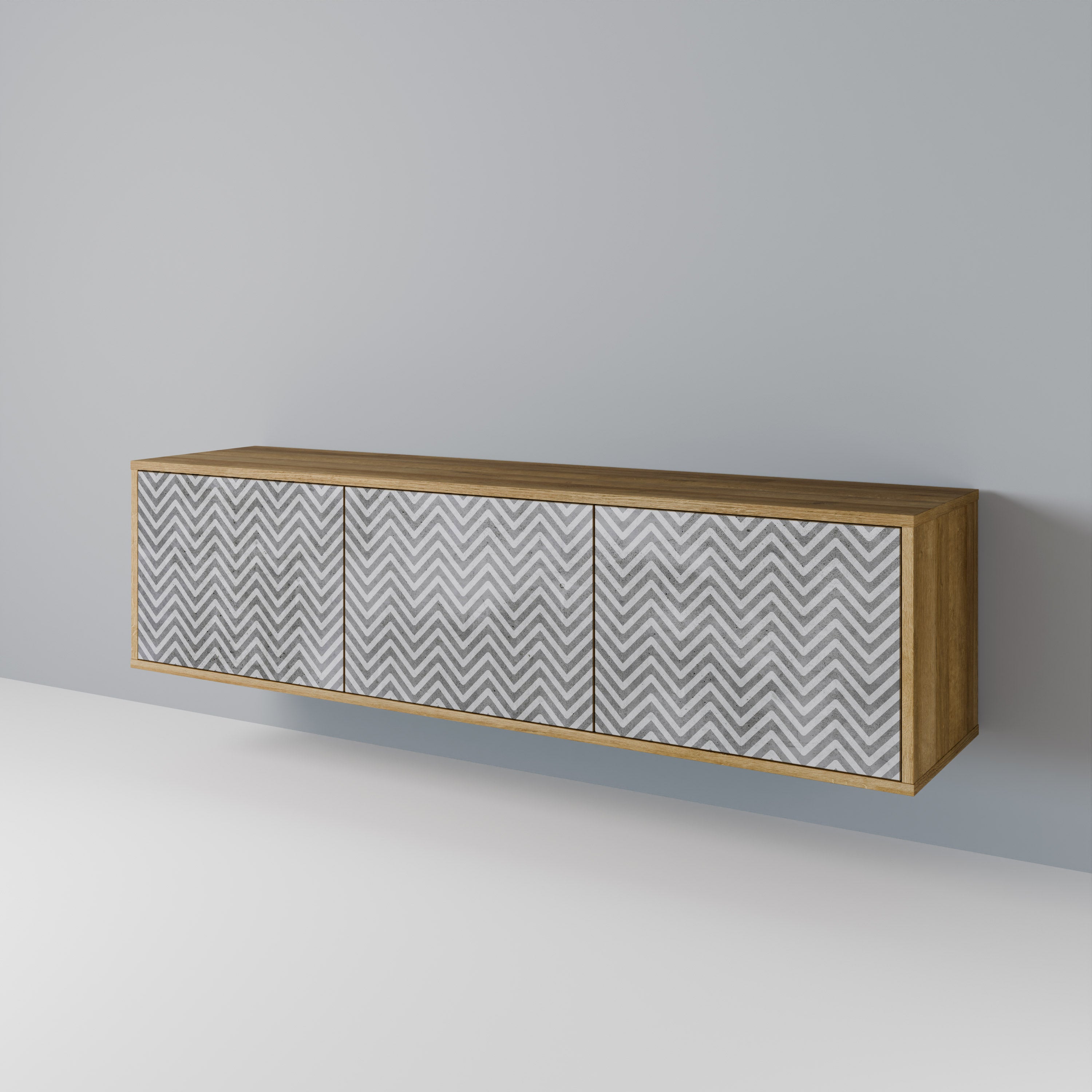 CONCRETE ZIG ZAG TV-bänk med 3 dörrar