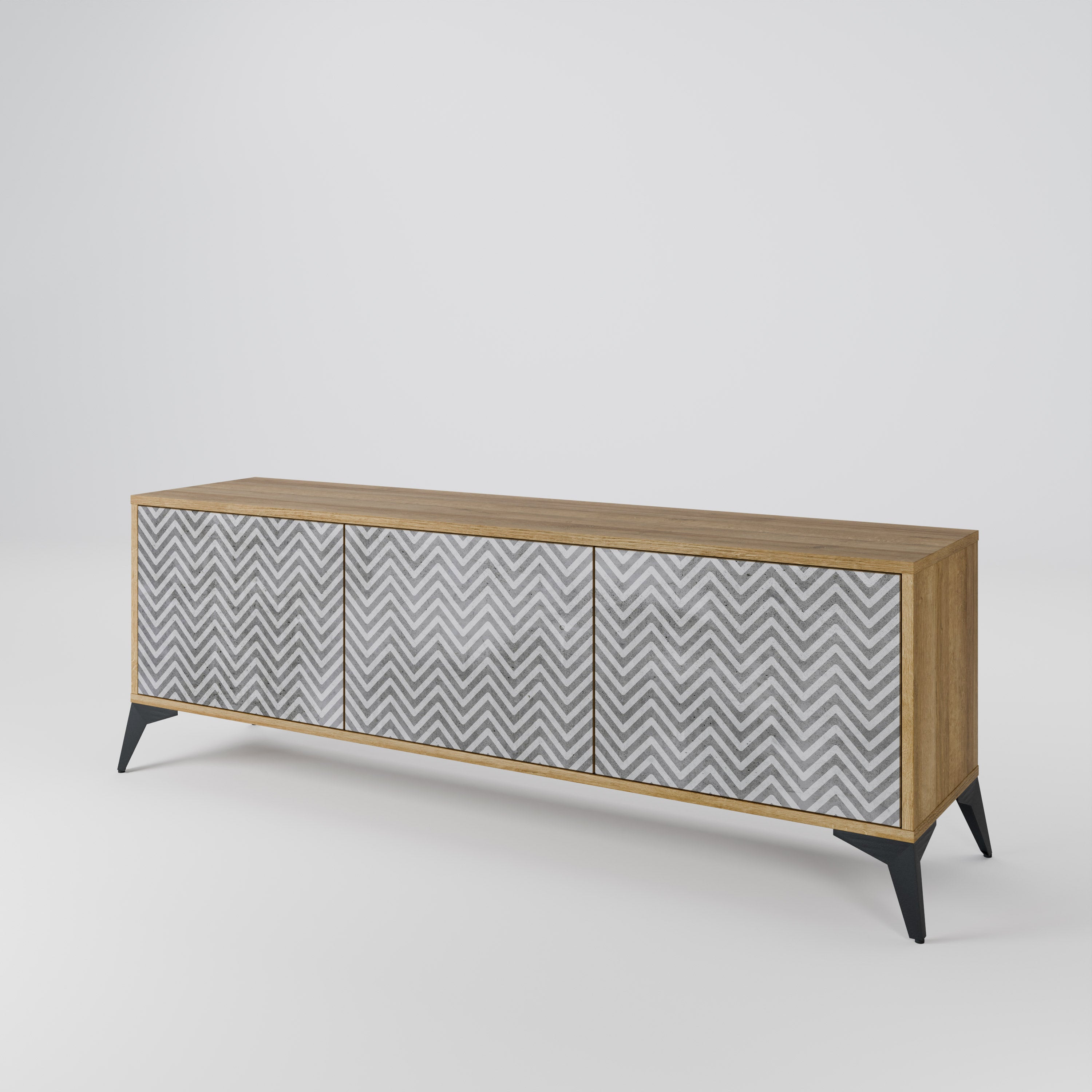 CONCRETE ZIG ZAG TV-bänk med 3 dörrar