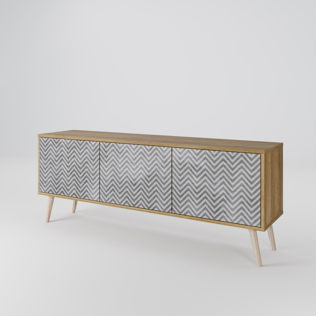 CONCRETE ZIG ZAG TV-bänk med 3 dörrar