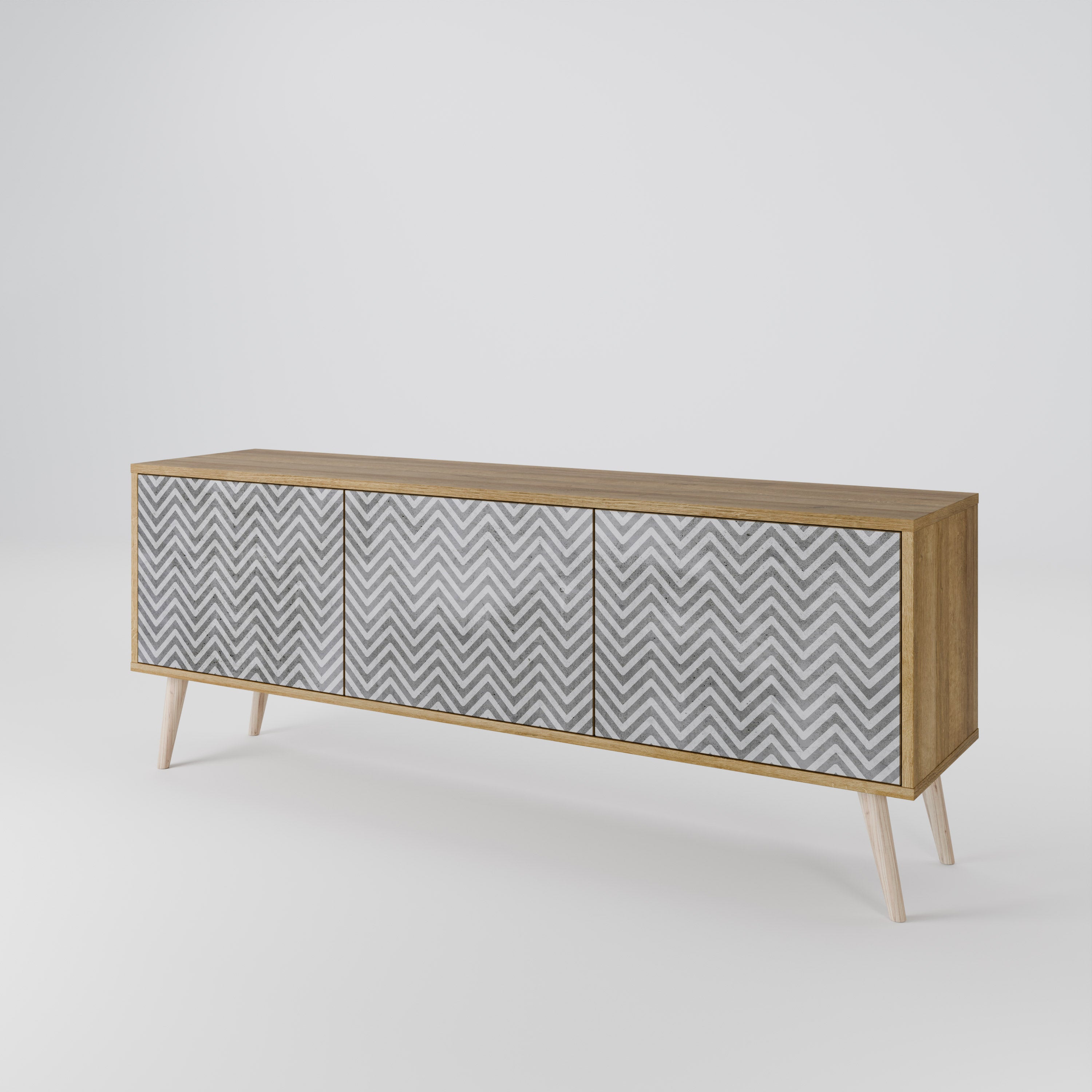 CONCRETE ZIG ZAG TV-bänk med 3 dörrar