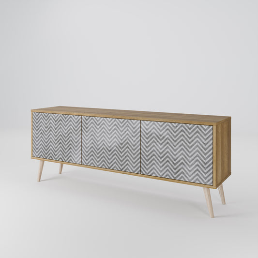 CONCRETE ZIG ZAG 3-Door TV Cabinet