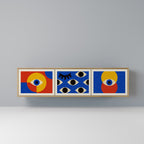 GEOMETRIC EYES 3-Door TV Stand in Oak Effect