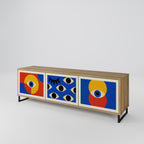 GEOMETRIC EYES 3-Door TV Stand in Oak Effect