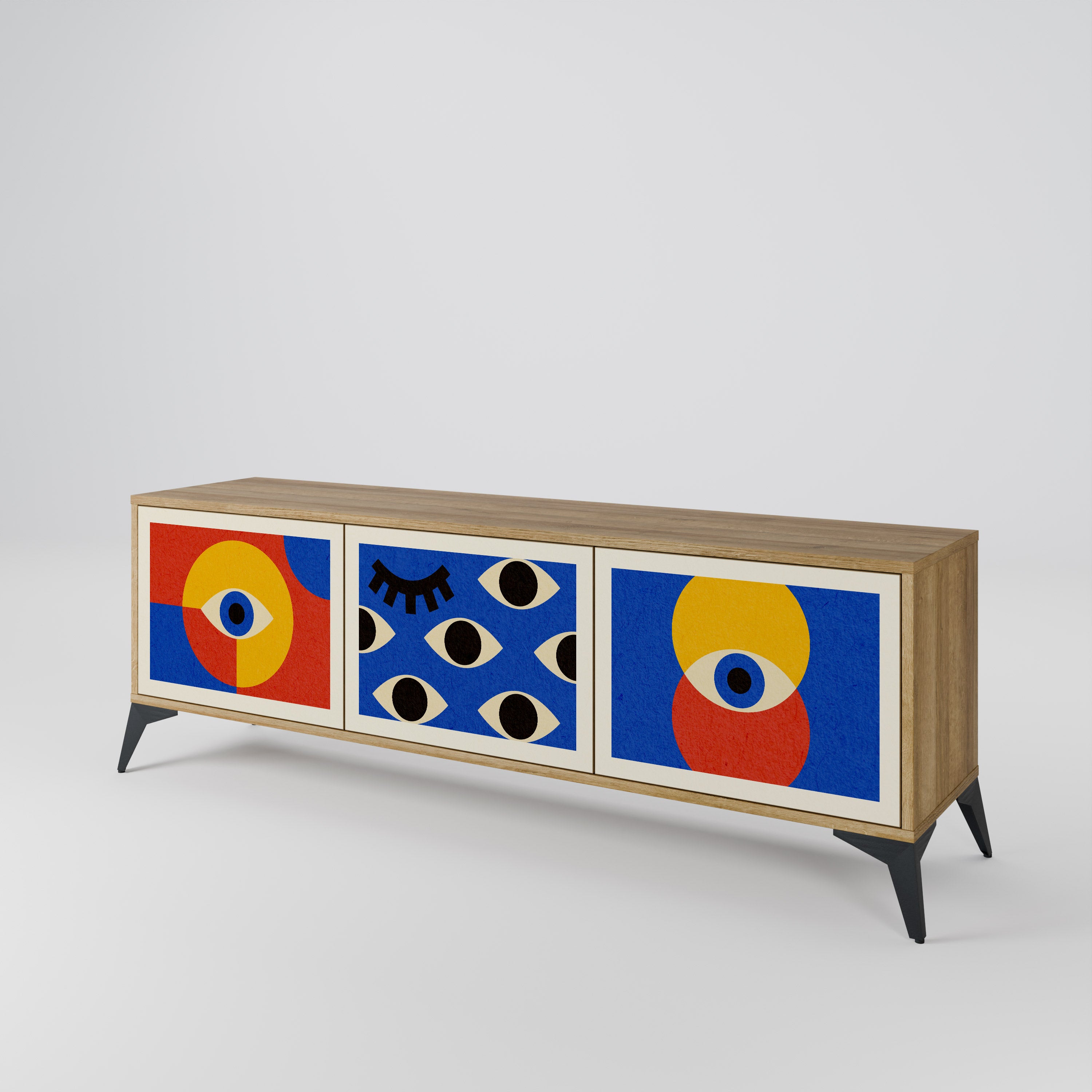 GEOMETRIC EYES TV-bänk med 3 dörrar