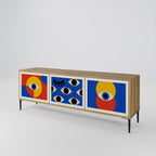 GEOMETRIC EYES 3-Door TV Stand in Oak Effect