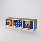 GEOMETRIC EYES 3-Door TV Stand in Oak Effect