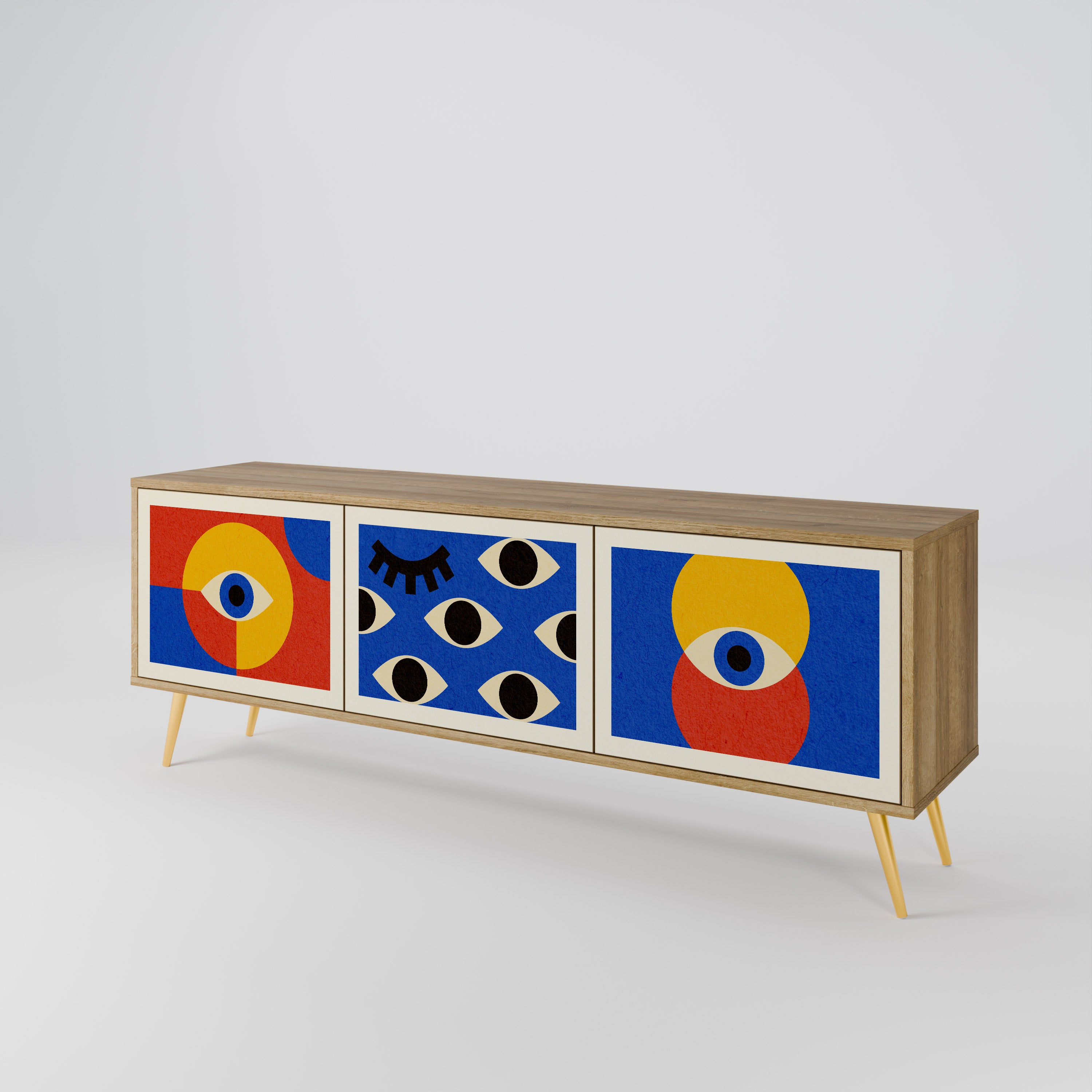GEOMETRIC EYES TV-bänk med 3 dörrar
