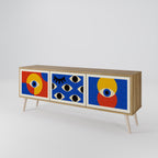 GEOMETRIC EYES 3-Door TV Stand in Oak Effect