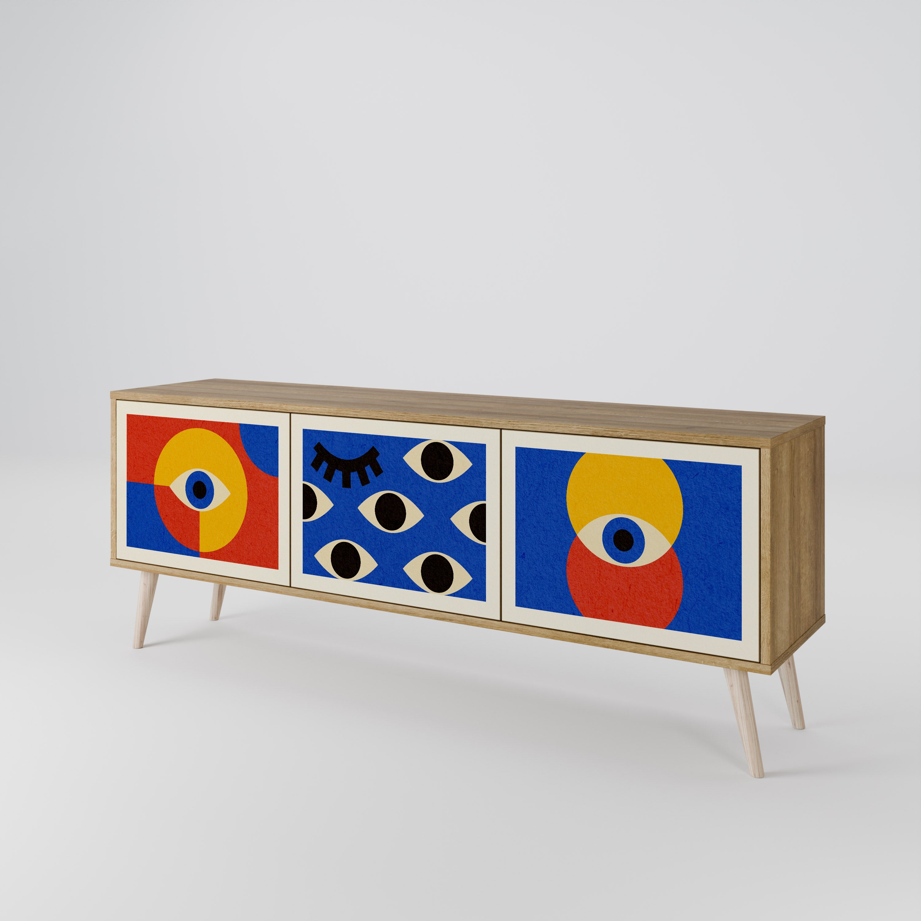 GEOMETRIC EYES TV-bänk med 3 dörrar