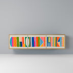 GEOMETRIC SHINE 3-Door TV Stand in Oak Effect