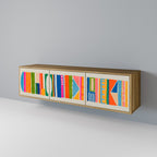 GEOMETRIC SHINE 3-Door TV Stand in Oak Effect