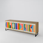 GEOMETRIC SHINE 3-Door TV Stand in Oak Effect