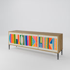 GEOMETRIC SHINE 3-Door TV Stand in Oak Effect