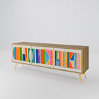 GEOMETRIC SHINE 3-Door TV Stand in Oak Effect