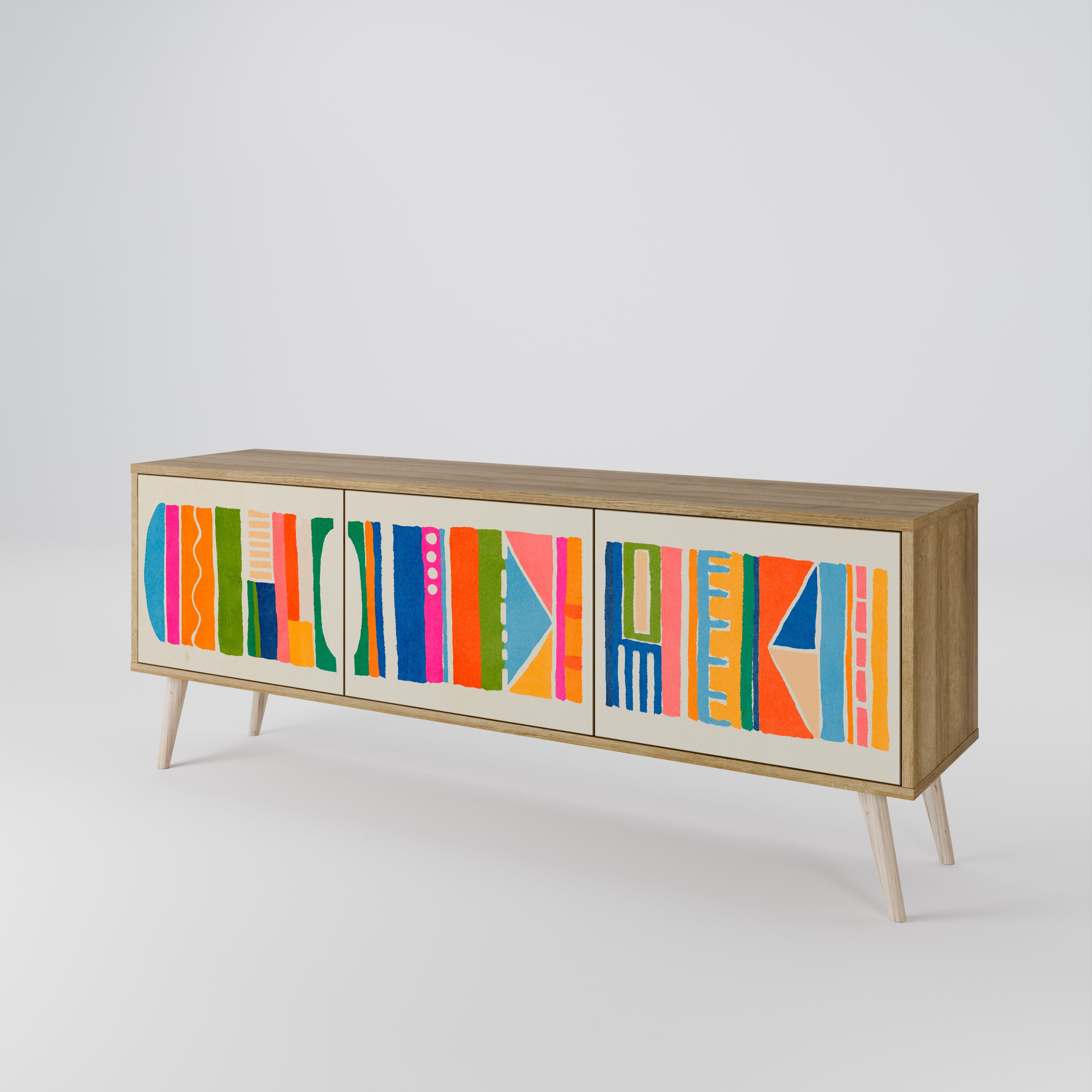 GEOMETRIC SHINE TV-bänk med 3 dörrar
