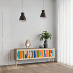 GEOMETRIC SHINE 3-Door TV Stand in Oak Effect