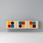 GEOMETRIC PUZZLE 3-Door TV Stand in Oak Effect