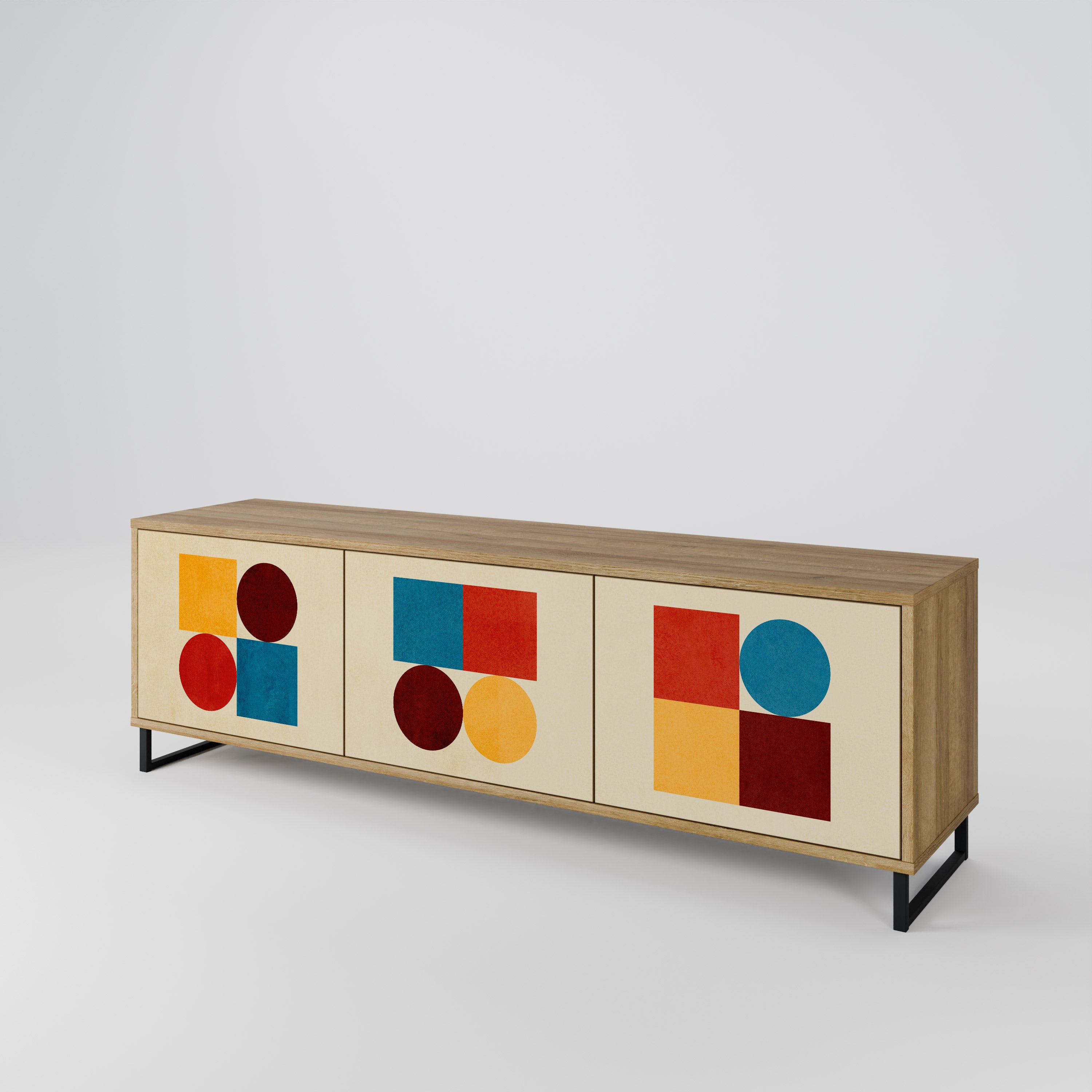 GEOMETRIC PUZZLE TV-bänk med 3 dörrar