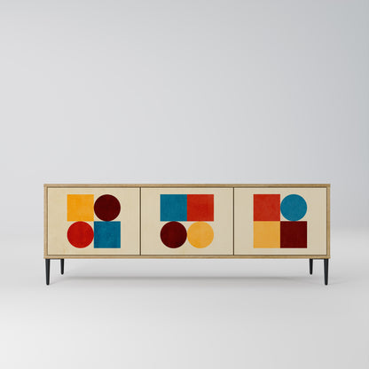 GEOMETRIC PUZZLE 3-Door TV Stand in Oak Effect